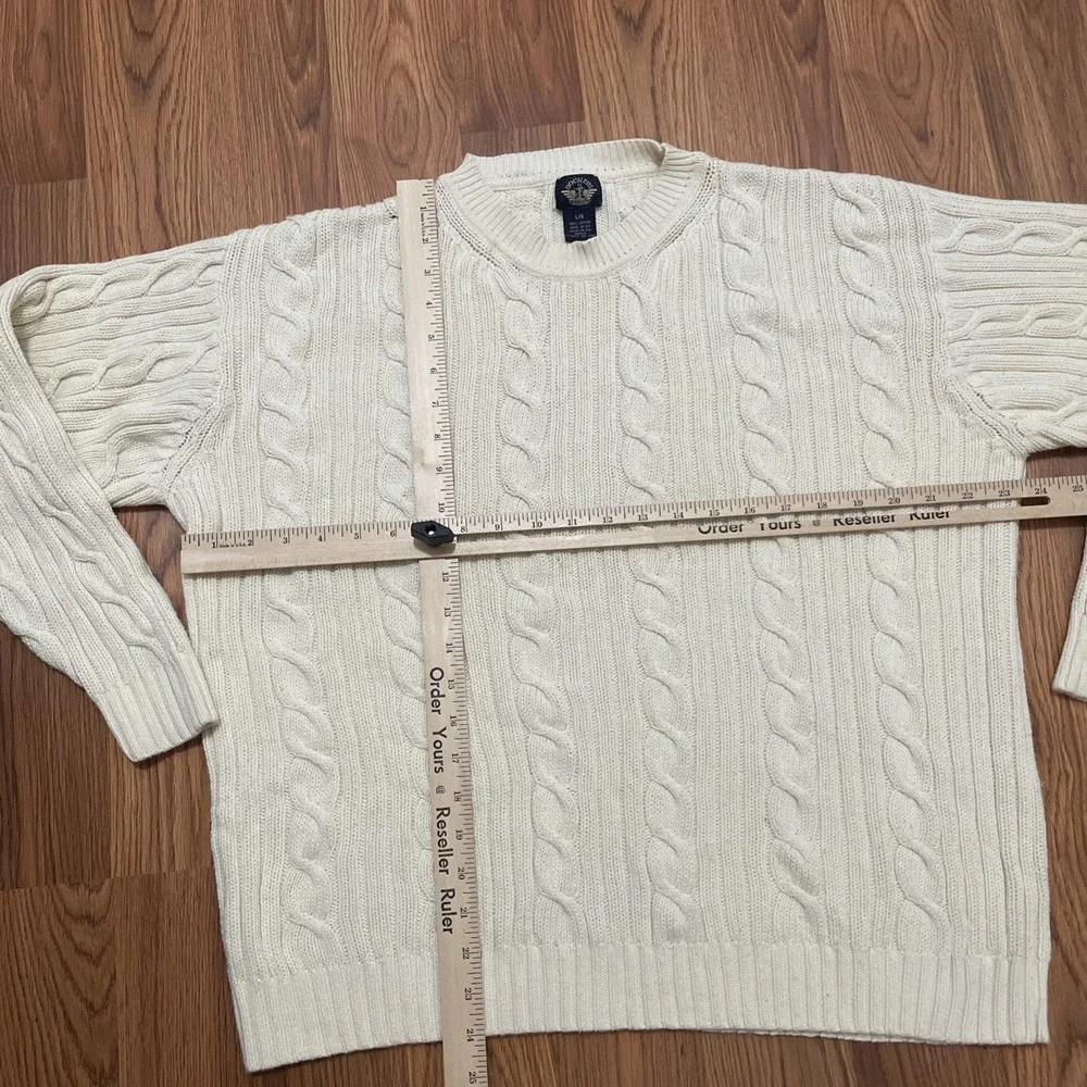 Dockers Sweater Mens Large Cable Knit Fisherman Crew Neck Ivory Vintage 90s